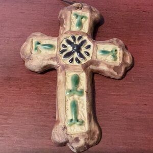 Hand Glazed Ceramic Colorful Wall Cross 5”
